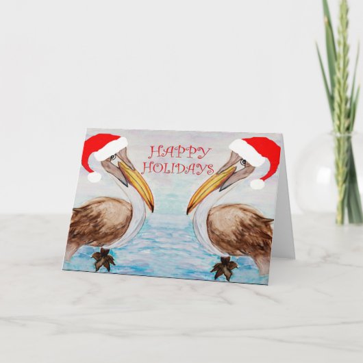Cartes de Noël Santa pélicans (Devant)