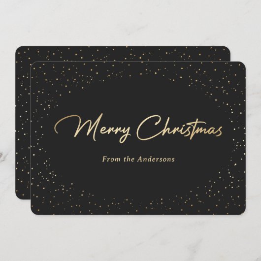 Cartes de Noël simples en noir et or (Devant / Derrière)