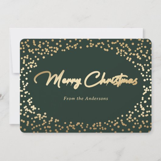 Cartes de Noël simples Green et Gold Foil (Devant)