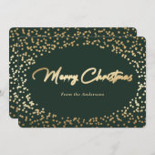 Cartes de Noël simples Green et Gold Foil (Devant / Derrière)