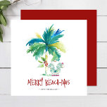 Cartes de Noël Tropical Beach<br><div class="desc">Ces cartes de Noël de plage tropicale sont ornées d'un palmier exotique d'inspiration insulaire et de Père Noël de vacances mignonnes. Les mots "Merry Beach-mas" sont placés en lettres à la main. Utilisez les champs modèle pour ajouter votre salutation personnalisée. Un choix charmant à envoyer à vos amis et à...</div>