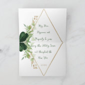 Cartes de Noël Tropical Vert & Or Feuilles de Mons (Intérieur)