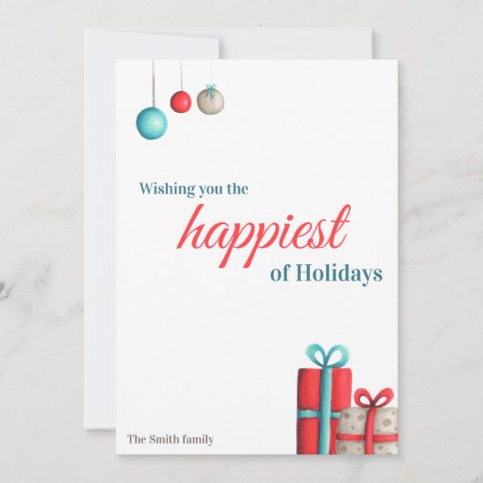 Cartes de Noël Turquoise et Rouge (Devant)