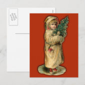 Cartes de Noël victoriennes Enfant avec arbre (Devant / Derrière)