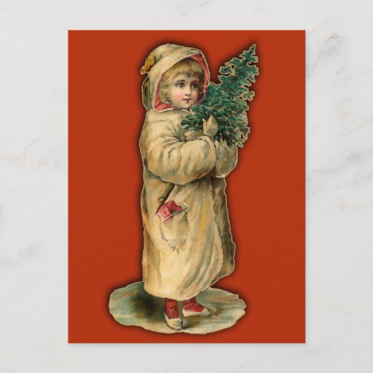 Cartes de Noël victoriennes Enfant avec arbre (Devant)