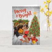 Cartes de Noël vintage afro-américaines (Fleur jaune)