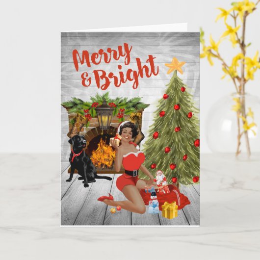 Cartes de Noël vintage afro-américaines (Fleur jaune)