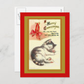 Cartes de Noël Vintage Sweet Kitten (Devant / Derrière)