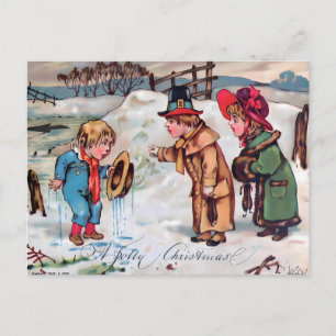 Cartes de Noël vintage "Un Joyeux Noël" Scène de n