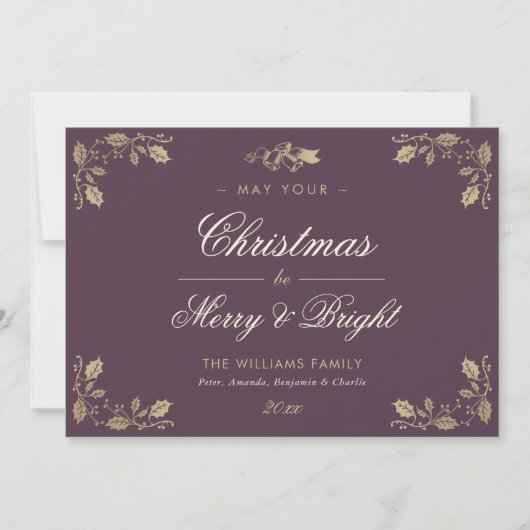 Cartes de Noël Vintages de photos violettes (Devant)