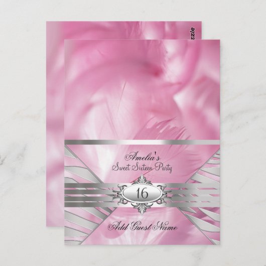 Cartes de nom client Pink Sweet 16 (Devant / Derrière)