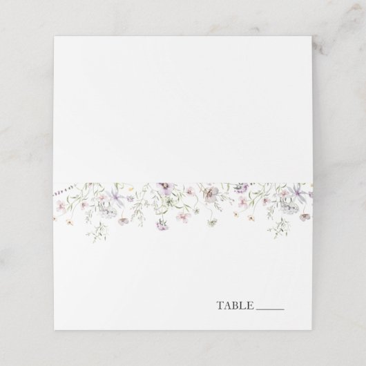 Cartes de nom de fleurs violettes délicates (Extérieur déplié)