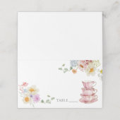 Cartes de nom de lieu de fête de thé de fleurs sau (Extérieur déplié)