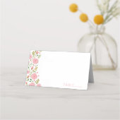 Cartes de nom de roses roses Tea Party (Devant)