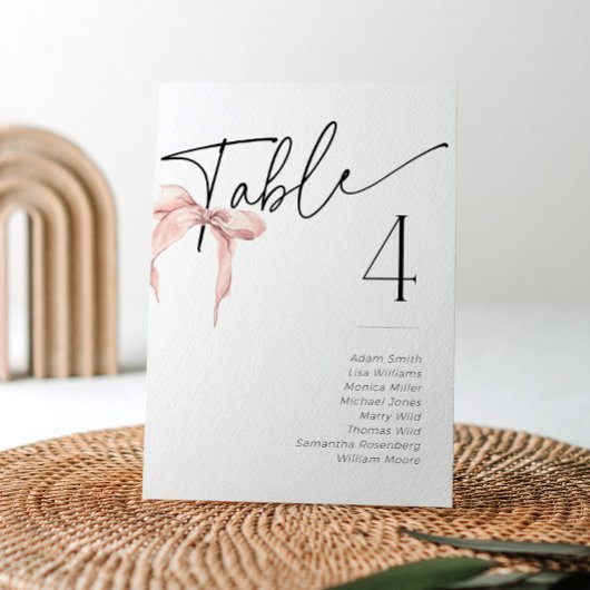 Cartes de nom de table Bush Pink Bow