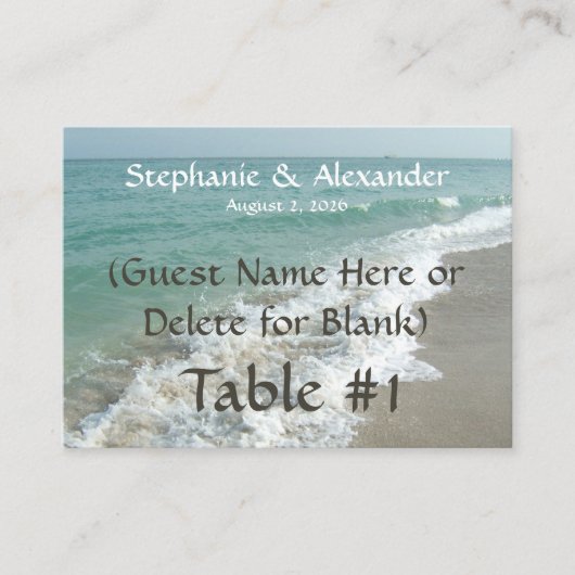 Cartes de nom de table de mariage de destination, (Devant)