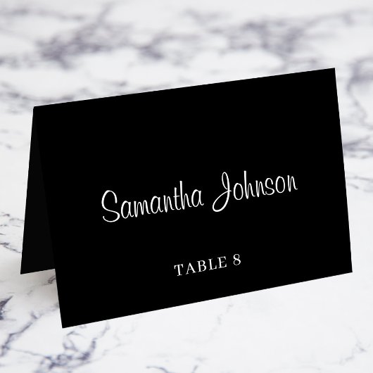 Cartes de nom d'invité avec numéro de table noir e