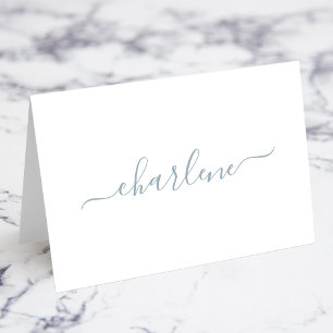 Cartes de nom élégantes de signature bleu poussiér