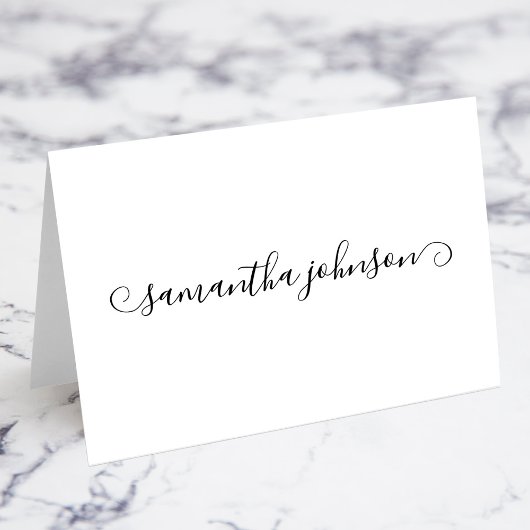 Cartes de nom en écriture à boucles mignonne noire