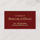 Cartes de nom et de contact de Graduatation (Dos)