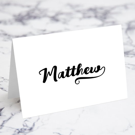 Cartes de nom et de lieu avec écriture Brush Scrip