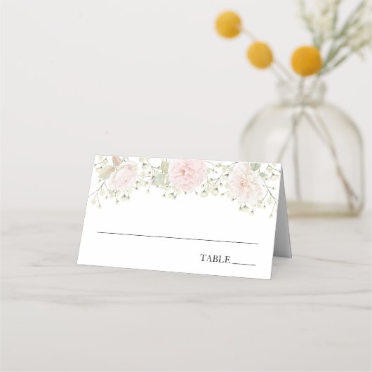 Cartes de nom Fleurs de bébé et Roses (Devant)