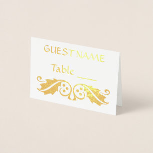Cartes de nom Gold Place avec Feuilles Holly