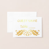 Cartes de nom Gold Place avec Feuilles Holly (Devant avec enveloppe)