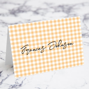 Cartes de nom individuelles à carreaux orange clai