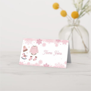 Cartes de nom pliées Baby shower Cold Winter Rose