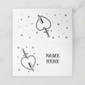 Cartes de nom pliées Coeur de tatouage traditionne (Extérieur déplié)