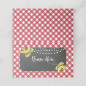 Cartes de nom pliées de tournesol Mariage Rouge Bl (Extérieur déplié)