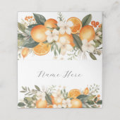 Cartes de nom pliées Oranges Mariages Florales (Extérieur déplié)