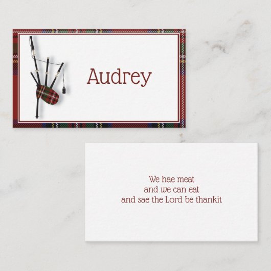 Cartes de nom Robbie Burns (Devant / Derrière)