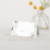 Cartes de nom Table Mariage Or & Vert Géométrique (Devant)
