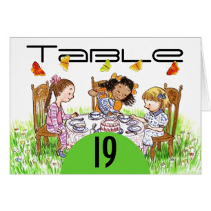 Cartes de nombre de Tableau de thé de filles de