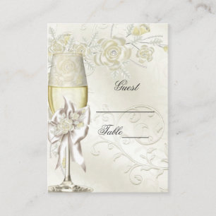 Cartes de Noms de Mariage Or Crème Perle Floral