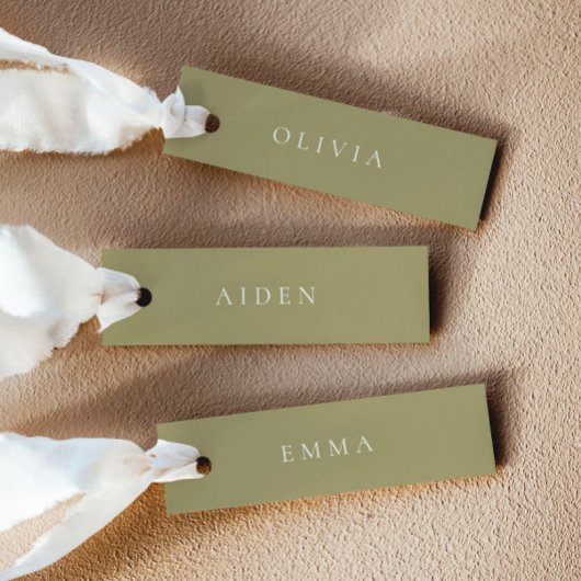 Cartes de Noms de Mariage Vert Matcha