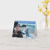 Cartes de note bleues de sirène (Fleur jaune)