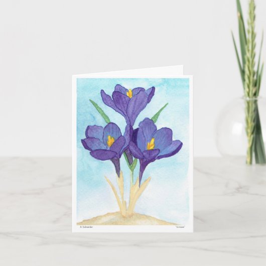 Cartes de note de crocus d'aquarelle (Devant)