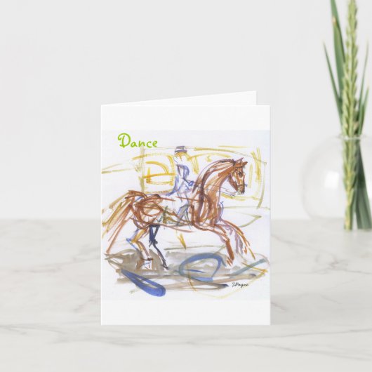 Cartes de note de "danse". Aquarelle de cheval et (Devant)