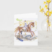 Cartes de note de "danse". Aquarelle de cheval et (Fleur jaune)