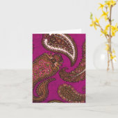 Cartes de note de Fuscia Paisley (Fleur jaune)