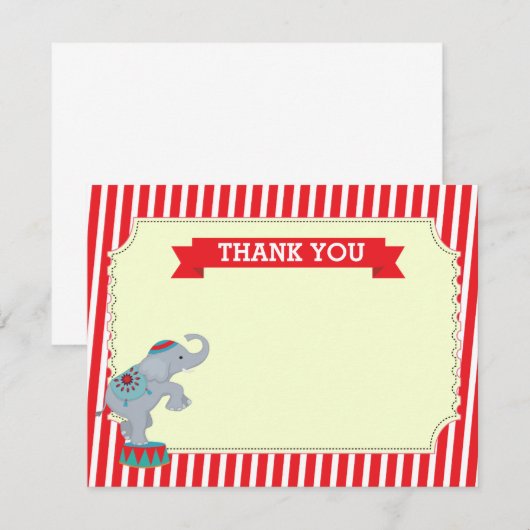 Cartes de note de Merci de cirque de carnaval (Devant / Derrière)