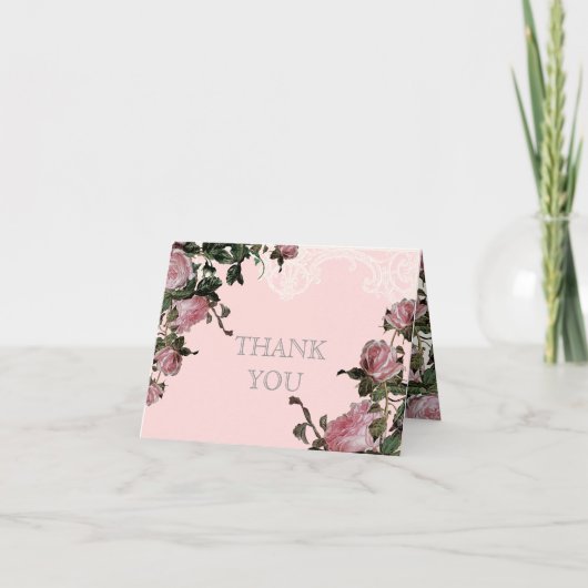 Cartes de note de Merci épousant, cru rose de (Devant)