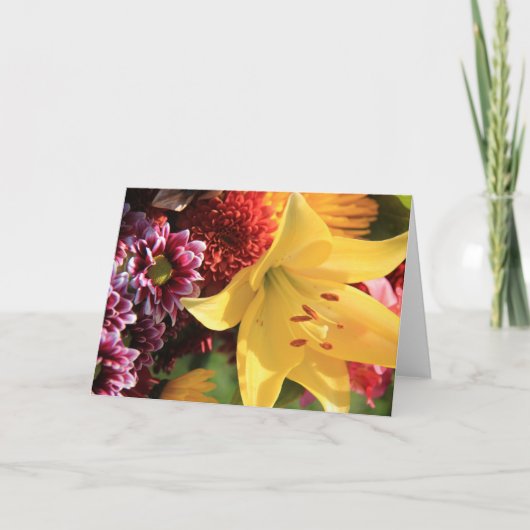 Cartes de note florales, amaryllis jaune, rouille, (Devant)