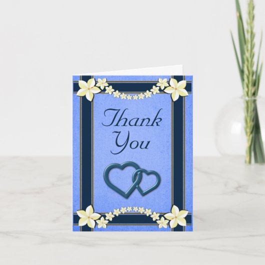 Cartes de note florales bleues rustiques de Merci (Devant)