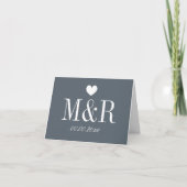 Cartes de note grises de mariage de monogramme (Devant)