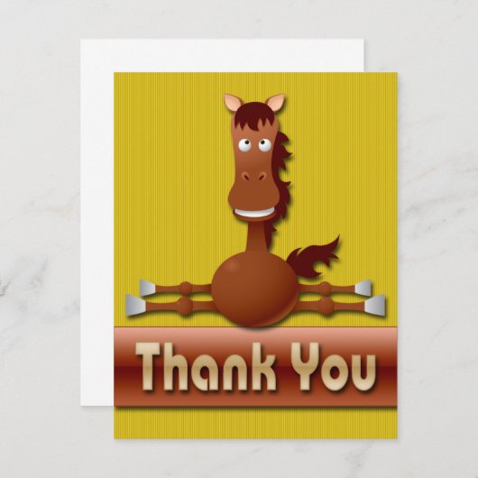 CARTES DE NOTE MIGNONNES DE MERCI DE CHEVAL (Devant / Derrière)