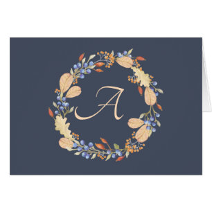 Cartes de note Monogramme de script de couronne de